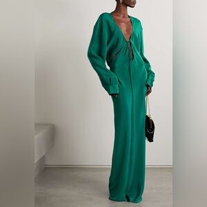 Christopher Esber Triquetra cut-out tie-front silk dress in emerald